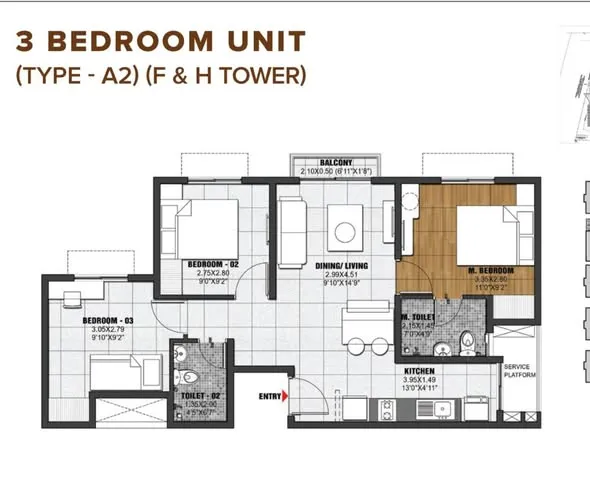 3 BHK for Rent in BRIGADE EL DORADO Bangalore